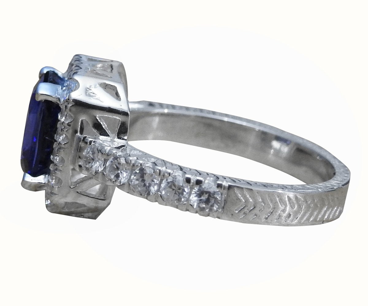 Huge Blue Ring Big rings Celtic ring Edwardian ring Promise Ring Love ring Engagement ring Vintage ring Sapphire ring solid Silver