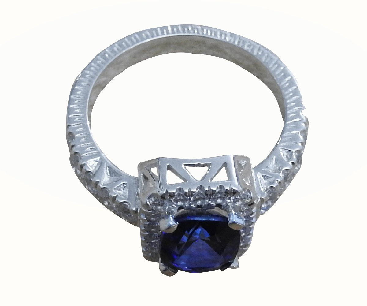 Huge Blue Ring Big rings Celtic ring Edwardian ring Promise Ring Love ring Engagement ring Vintage ring Sapphire ring solid Silver