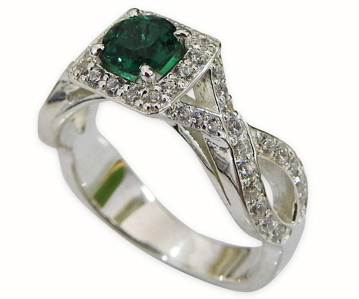 50% Off Liquidation Sale - Emerald ring Edwardian ring Anniversary Ring Forever ring Engagement ring Vintage ring solid Silver - Lianne Jewelry
