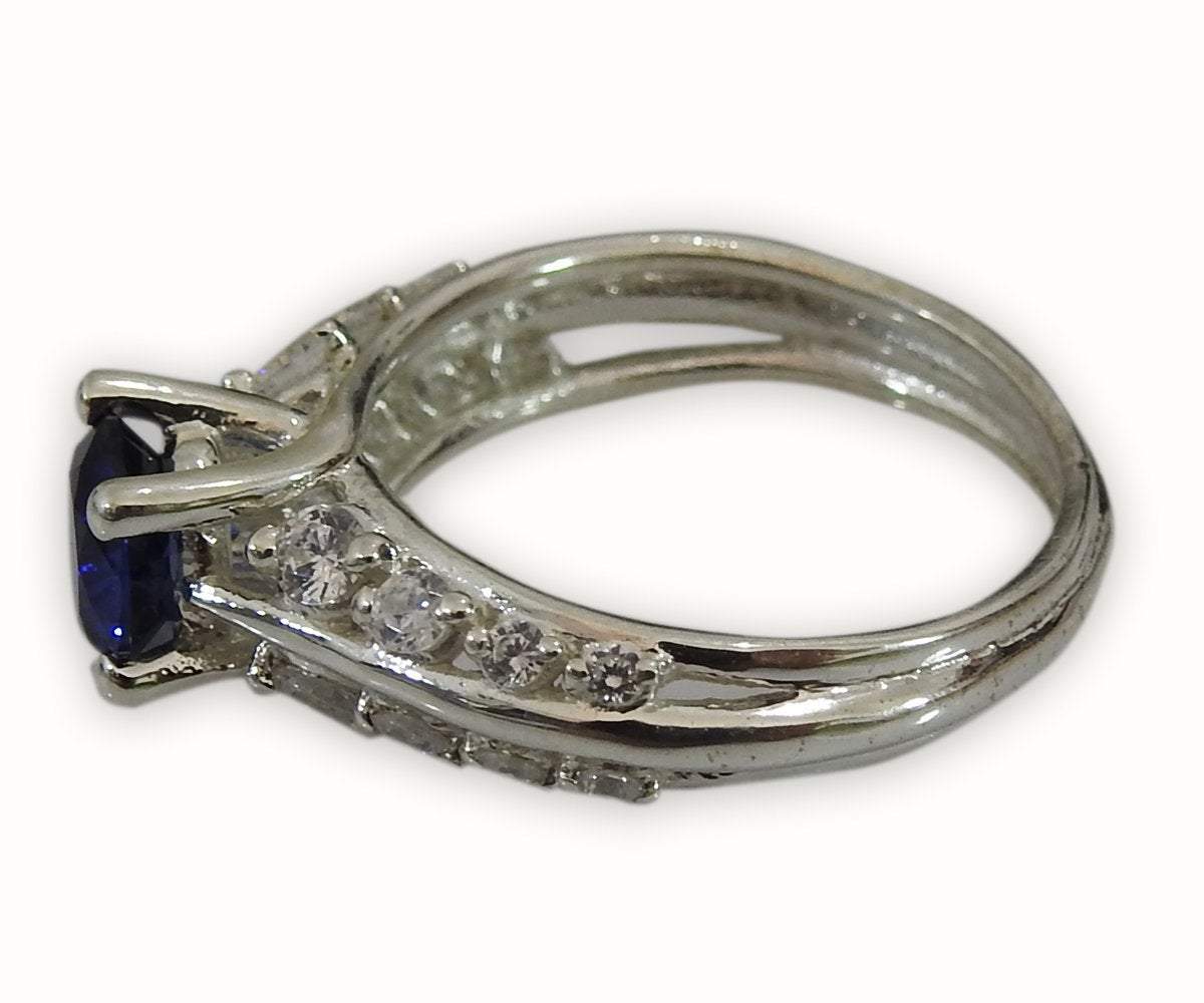 LIQUIDATION SALE -50% - Avant garde Blue Ring Sapphire ring Edwardian ring solid Silver