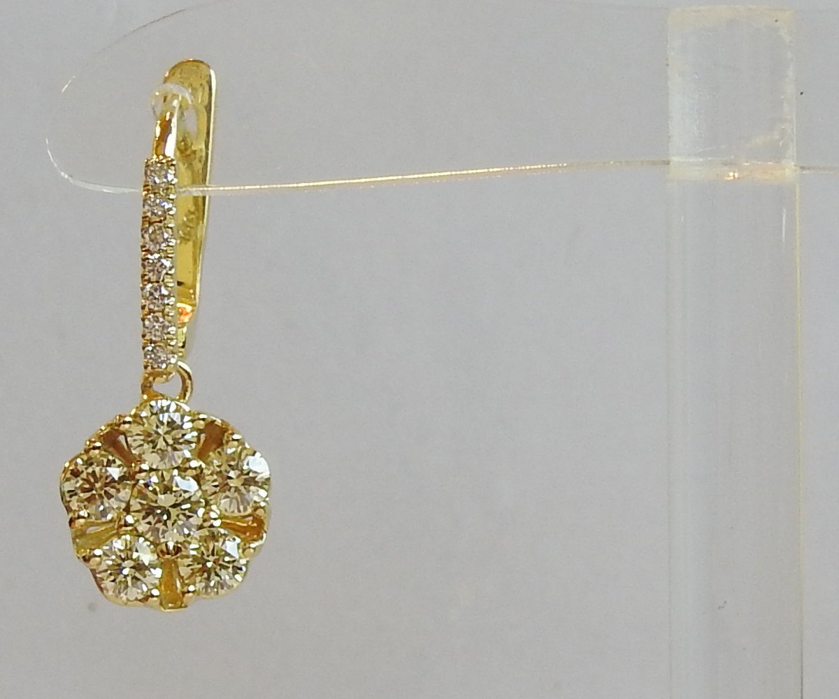 Vintage Earrings Dangle Diamond Drop Earrings Leverback Earrings 14K Gold Earrings Diamond Earrings Anniversary Gift Valentines Gift - Lianne Jewelry