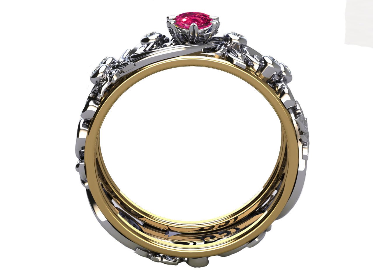 Floral Pink Band Ring, Flower Ring, Ring Silver, Diamond Ring, Milgrain Ring, Art Nouveau, unique Ring Engraved Ring Leaves Anniversary Ring