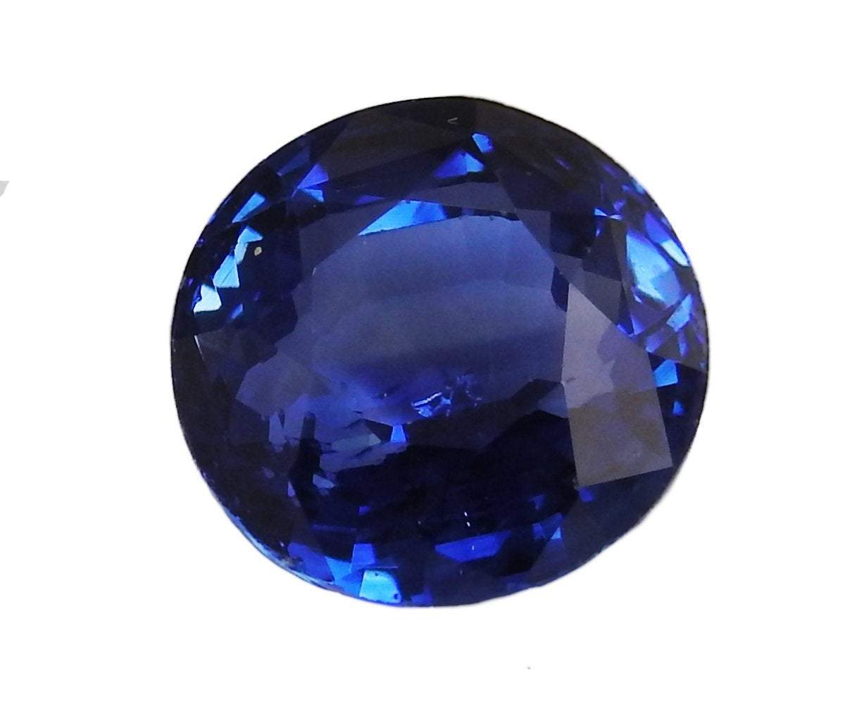 Round Blue Sapphire 9mm Gemstone Certified by GIA 5.32 carat Round Brilliant cut Genuine Sapphire for Gemstone Collectors or Valentines Gift - Lianne Jewelry