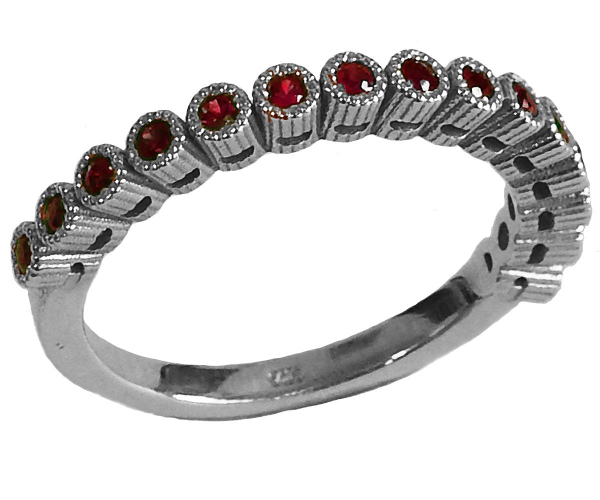 Wedding Band Ruby Stacking Ring Ruby Ring Red Ring Wedding Ring Eternity ring 15th Anniversary Victorian Ring July Birthstone 14K White gold - Lianne Jewelry