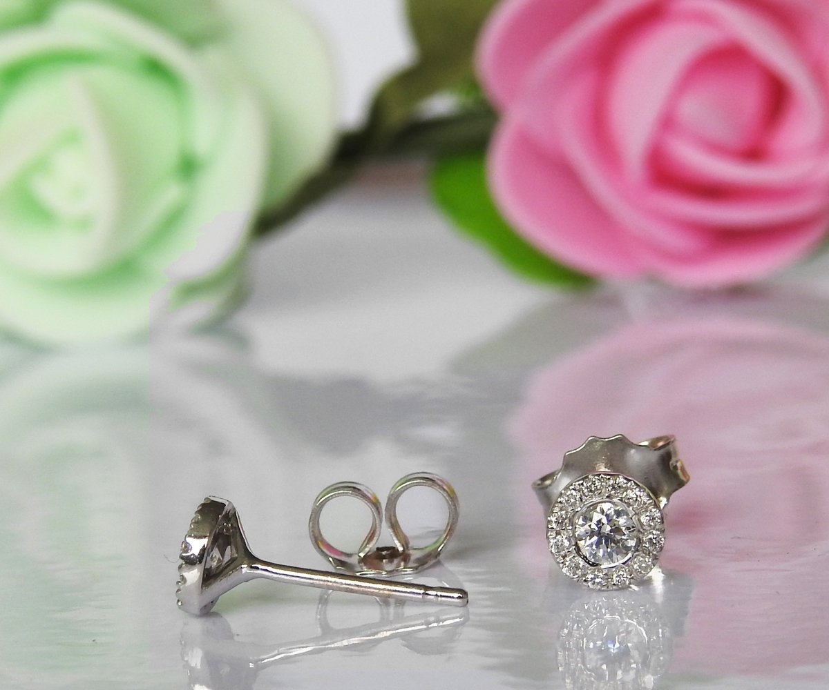 18K gold Earrings 18K White gold Earrings Celtic Earrings Diamond Earrings Stud Earrings Martini Earrings 0.28ct Anniversary