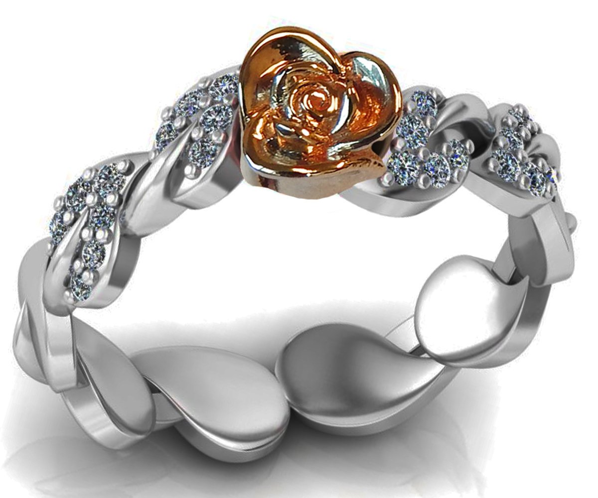 Braided Bella Ring Rose Flower Engagement Ring Birthday Gift - Lianne Jewelry