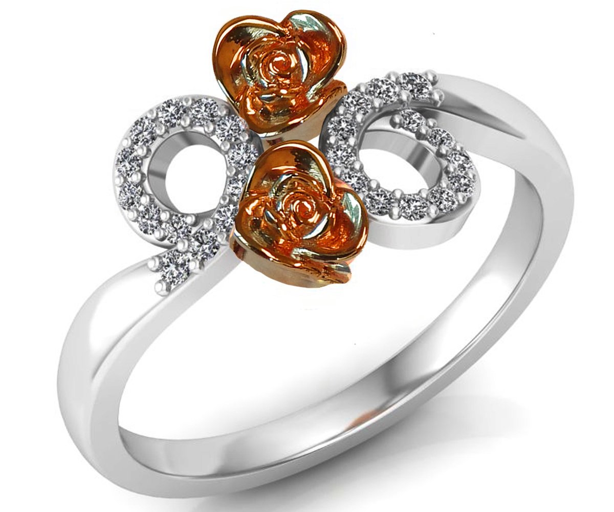 Circle Ring Engagement Ring, Two Rose Roses Trendy Ring, Lovers Gift, Forever, You and Me, Art Nouveau Floral ring, Birthday Gift - Lianne Jewelry