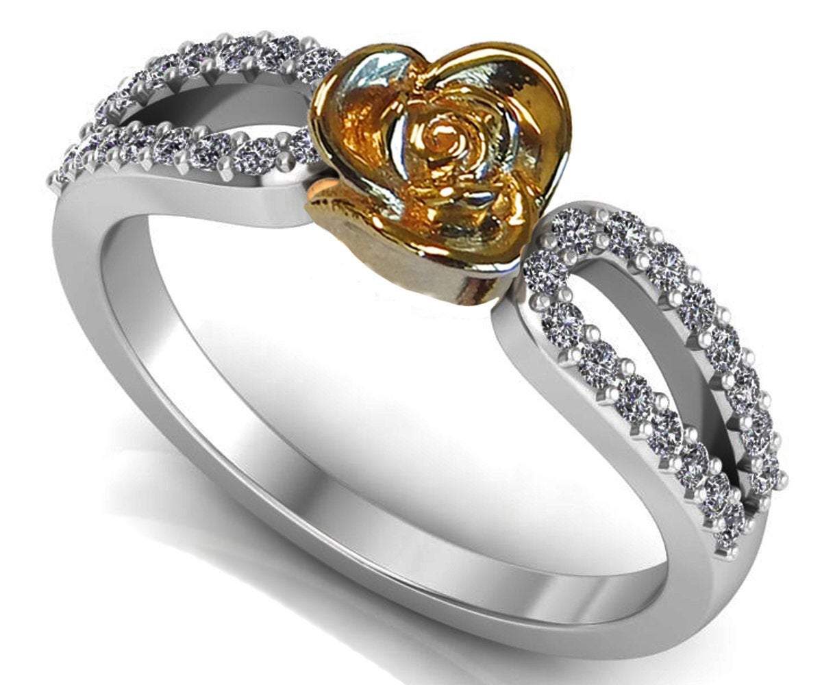 18K Rose Flower Twist Ring White Gold Ring Love Ring Promise Ring Unique Engagement Ring Floral ring Mother to Daughter Gift For Her