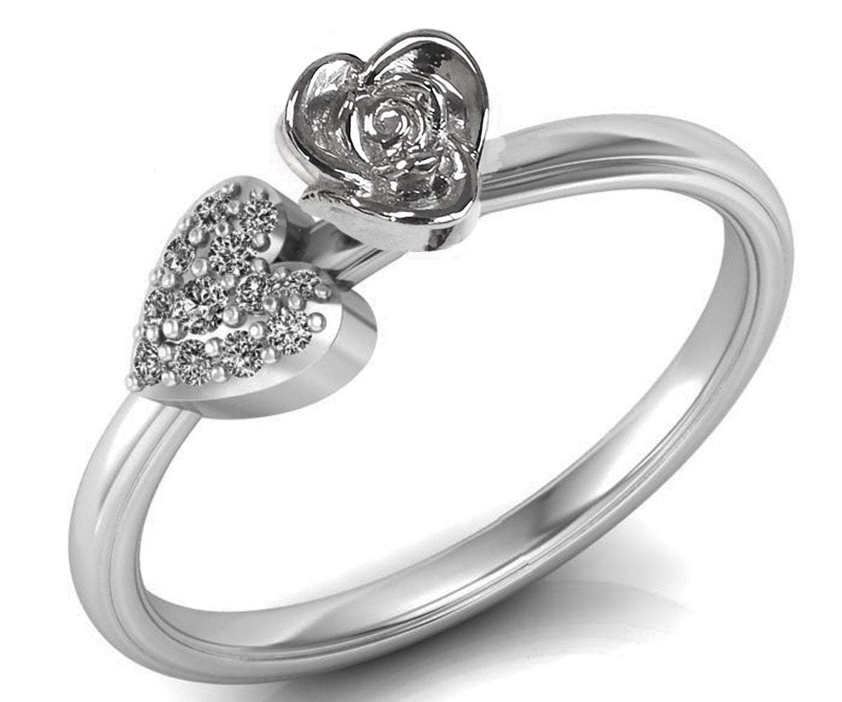 Heart Flower Rose Engagement Ring White Gold Flower Ring Promise Ring Unique Diamond Ring Floral ring Graduation Gift For Her day