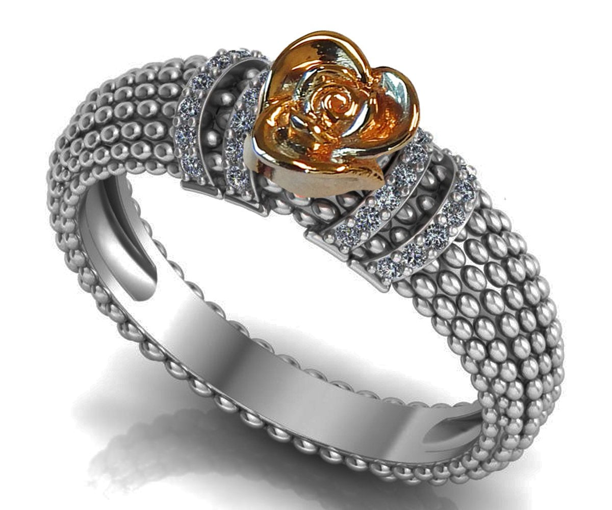 Rose Gold Rose Flower Engagement Diamond Bella Bubble Flower Ring Flower Jewelry White Gold 18K Ring Graduation Gift for Her