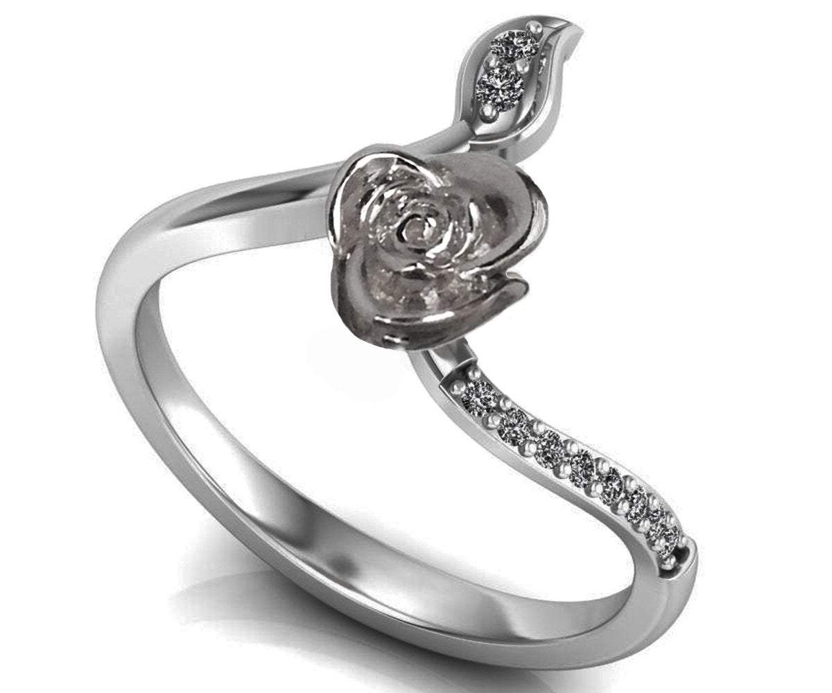 Leaf Engagement Ring White Gold Flower Ring Promise Ring Diamond Ring Minimalist Ring Floral ring Birthday Gift For Her Gift