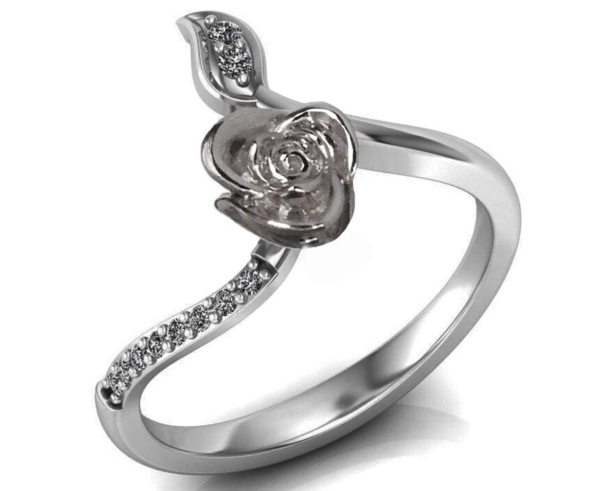 Leaf Engagement Ring White Gold Flower Ring Promise Ring Diamond Ring Minimalist Ring Floral ring Birthday Gift For Her Gift - Lianne Jewelry