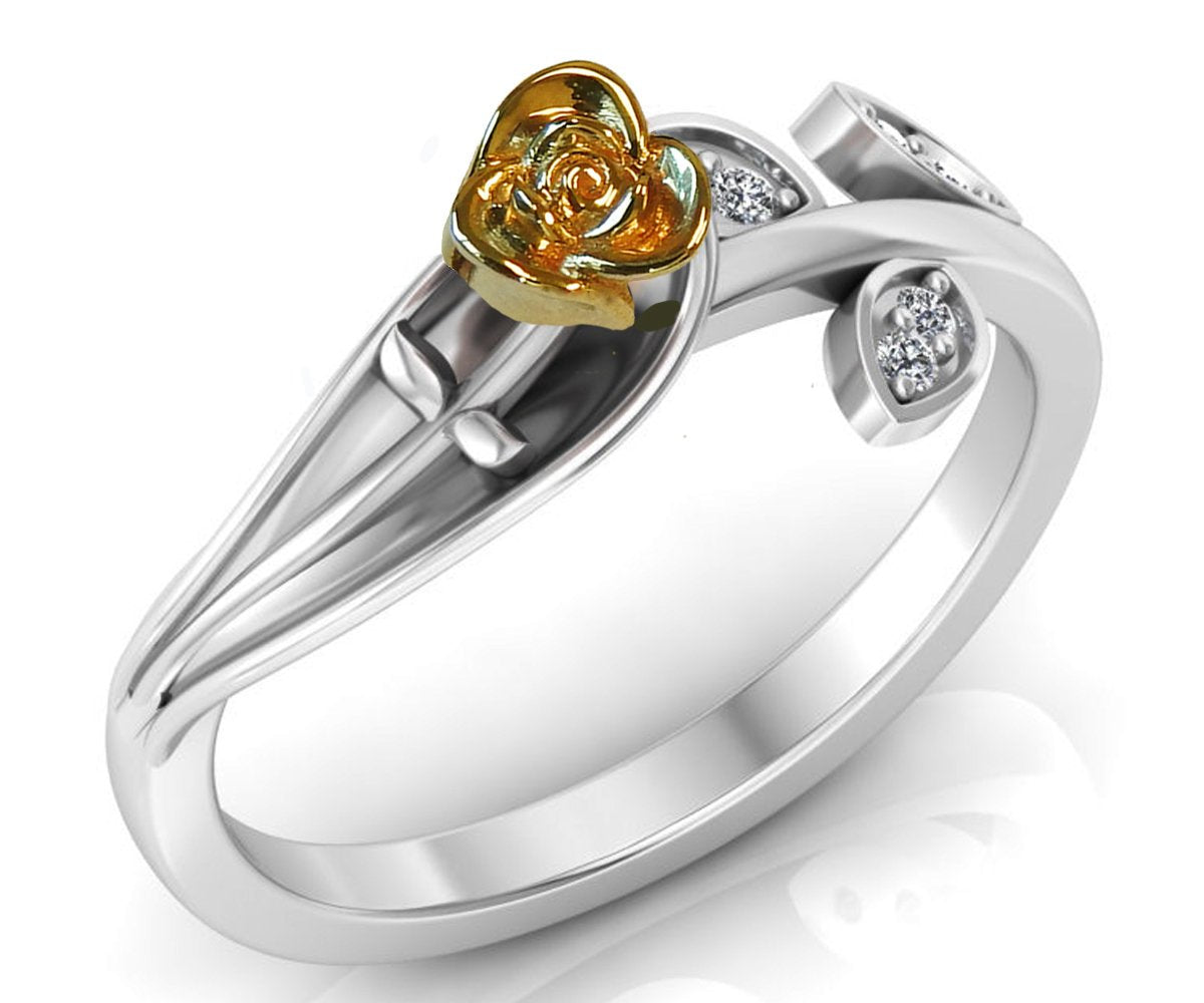 Amazing Branch Engagement Ring, Two Tone Yellow & White Flower Ring, Leaves Ring, Art Nouveau Floral ring, Birthday Gift, For Her, Love Ring - Lianne Jewelry