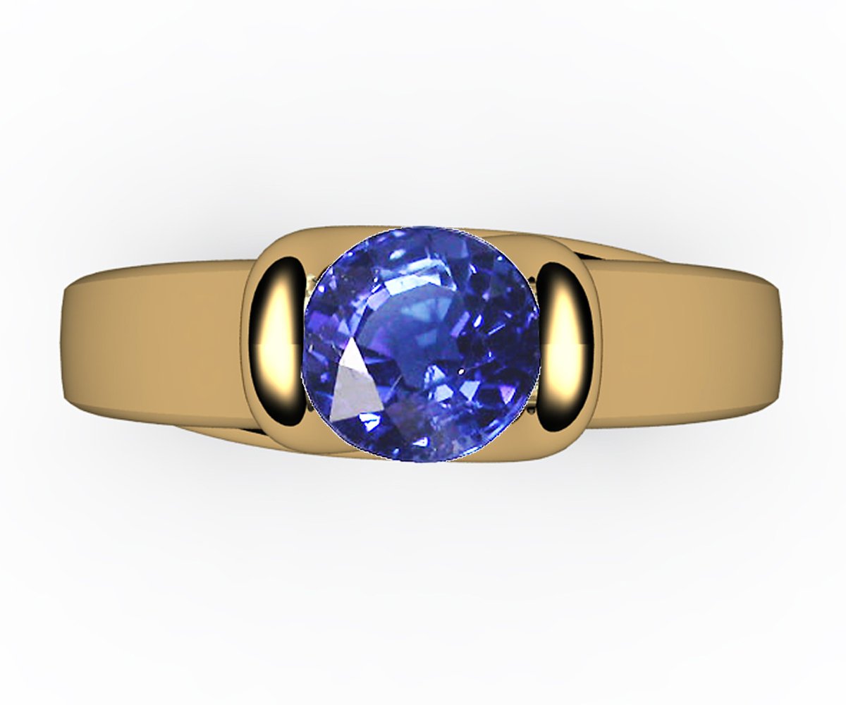 Ice Blue Sapphire Ring Unique Engagement Ring Solitaire Ring Bar setting Tension Heavy Ring 18K White Gold as Gift for Christmas for Her