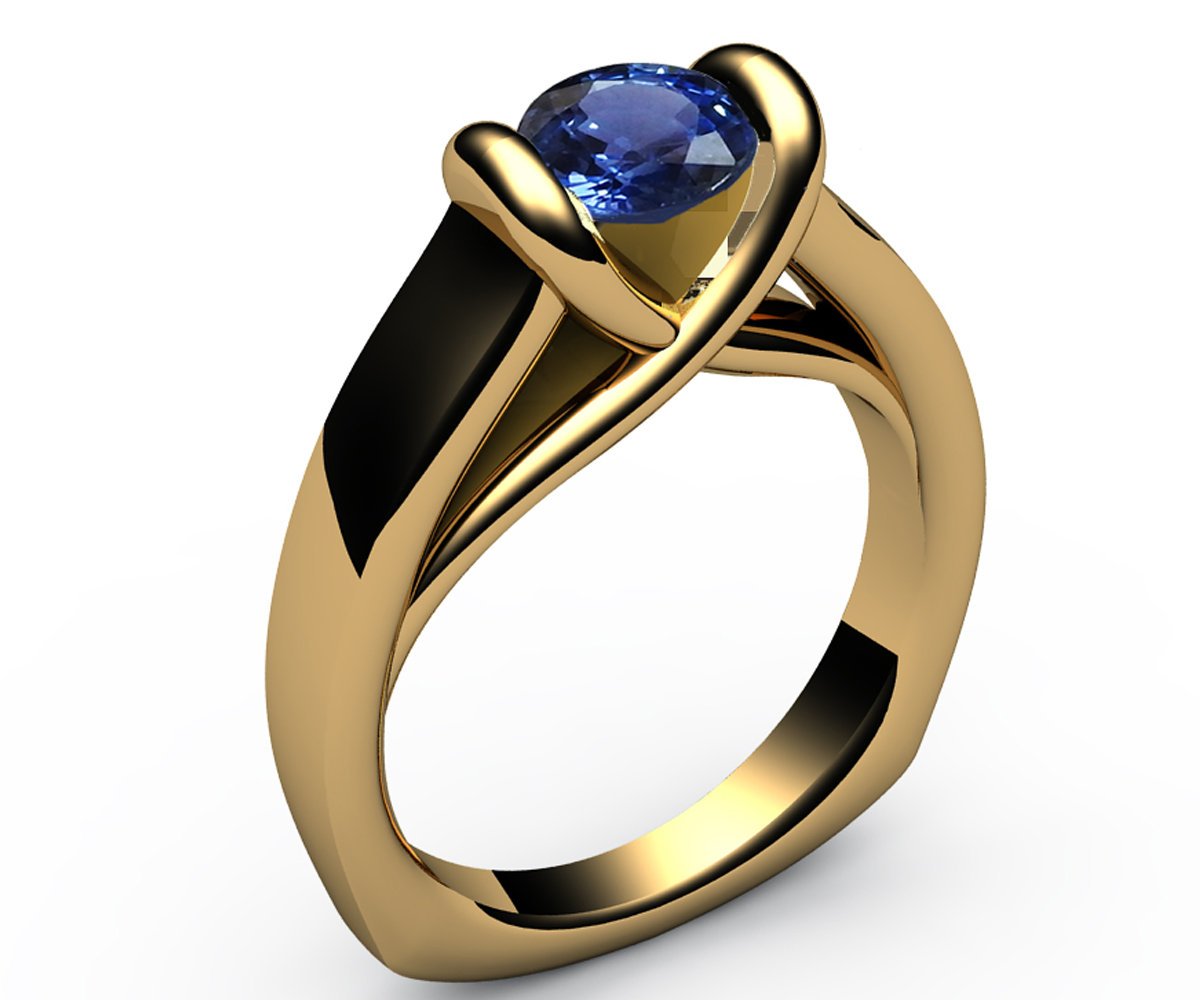Ice Blue Topaz Ring Unique Engagement Ring Solitaire Ring Bar setting Tension Heavy Ring 18K White Gold as Gift for Christmas for Her