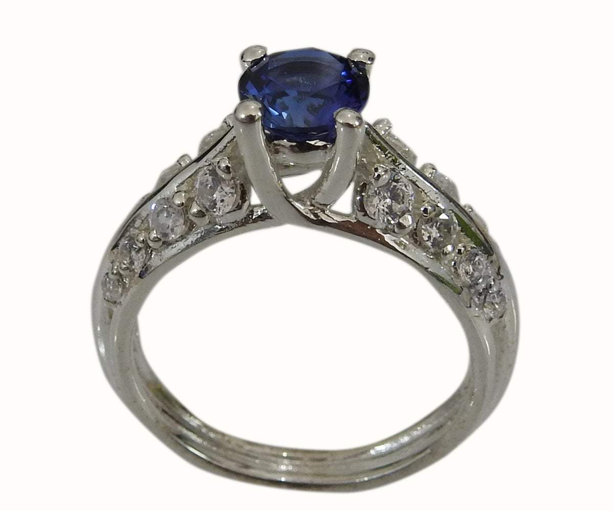 LIQUIDATION SALE -50% - Avant garde Blue Ring Sapphire ring Edwardian ring solid Silver