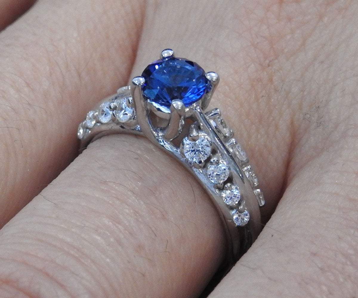 LIQUIDATION SALE -50% - Avant garde Blue Ring Sapphire ring Edwardian ring solid Silver - Lianne Jewelry