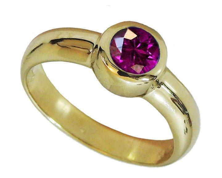 Solitaire Amethyst Ring Halo Ring Engagement Ring Bezel set Purple Genuine Gemstone  in 14K Yellow gold February Birthstone