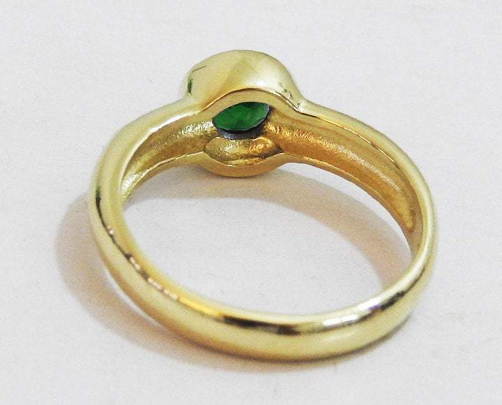 Solitaire Emerald Ring Chatham Emerald Halo Ring Anniversary Ring Bezel set Green stone in 14K Yellow gold February Birthstone