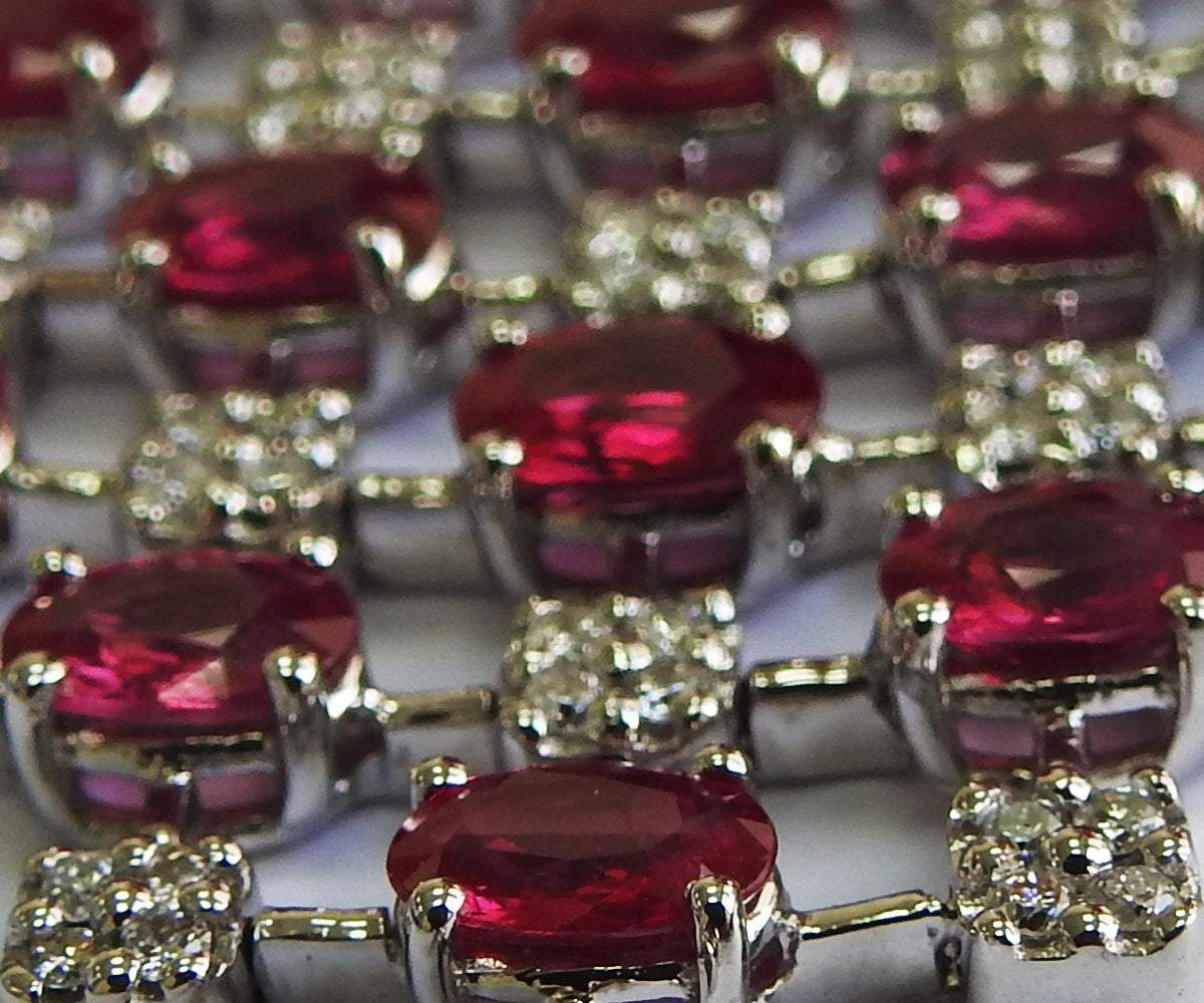 21 ct Unique Necklace Ruby Diamond 14K Gold 45 grams Vintage Ruby Necklace