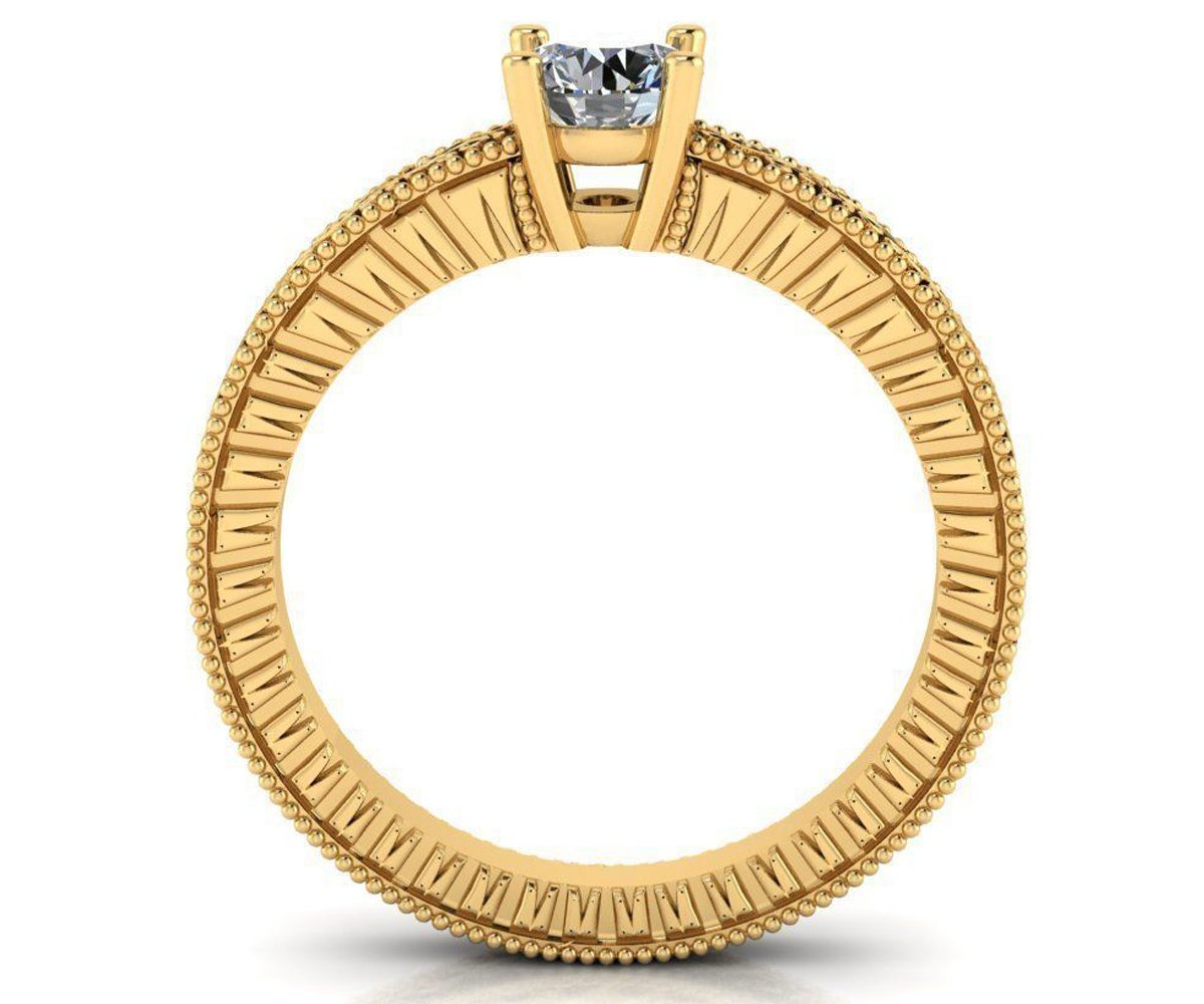 Diamond Solitaire Ring Unique Engagement ring Milgrain Filigree Ring 18K Yellow Gold Engagement Gift