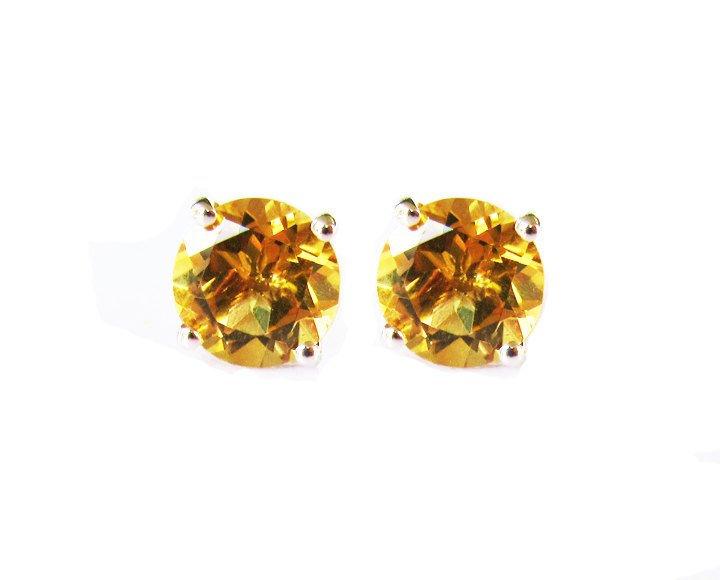 Yellow Earrings Topaz Stud Earrings Yellow Studs bridesmaid Gift Stud Earrings 6mm White Gold Love Gift Birthday Gift - Lianne Jewelry
