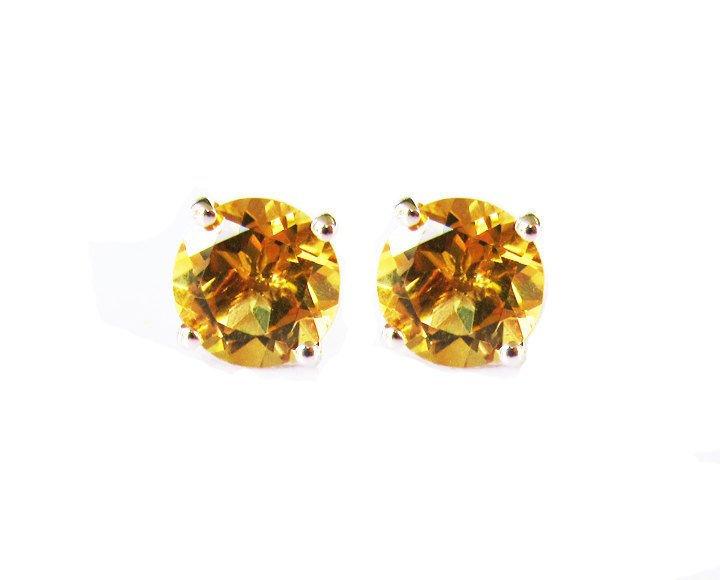 Big Topaz Earrings Yellow Studs bridesmaid Gift Stud Earrings 8mm Yellow or White Gold Love Gift Birthday Gift - Lianne Jewelry