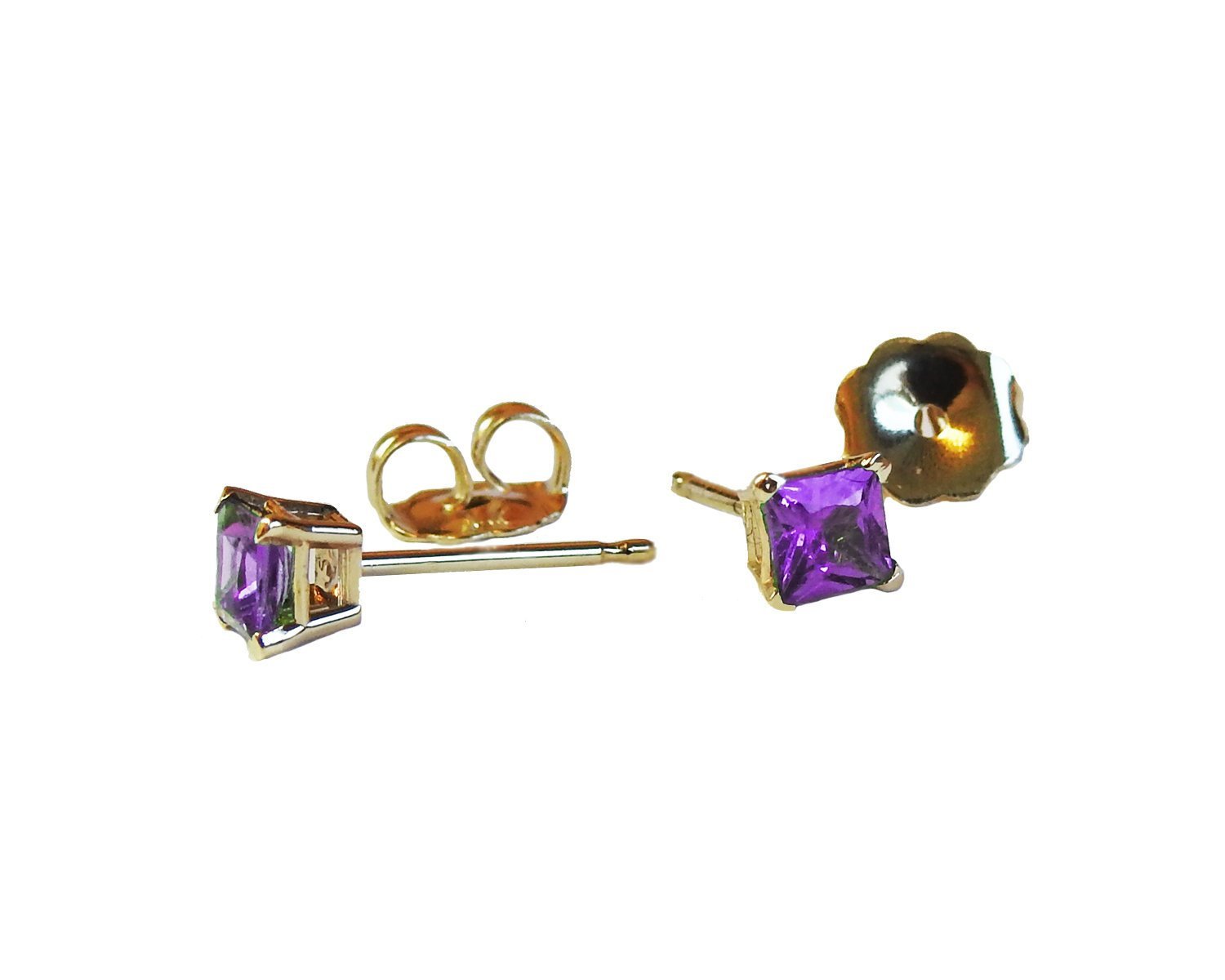 Princess Purple Sapphire stud Earrings Girls Earrings 14K Gold Studs Minimalist Squarish Earrings Earrings