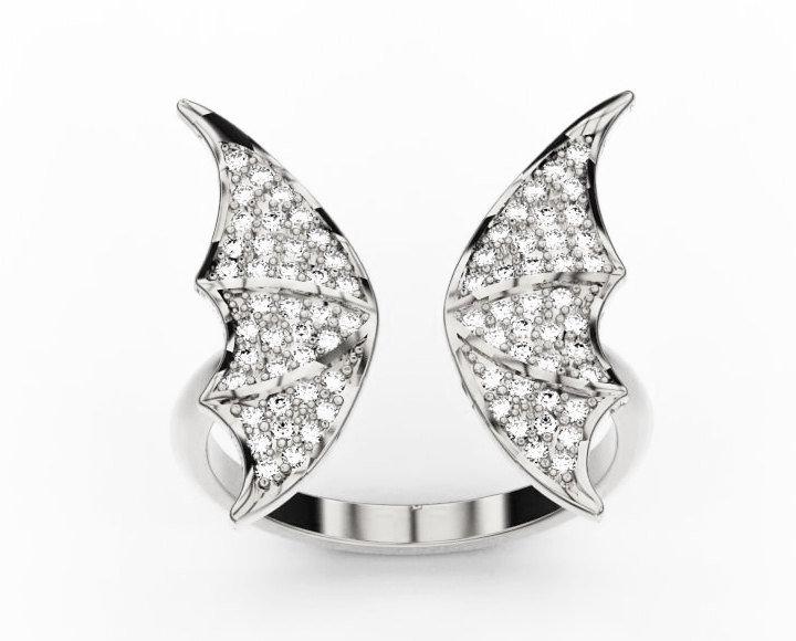 Butterfly Ring with Diamonds pave set Unique Anniversary - Lianne Jewelry
