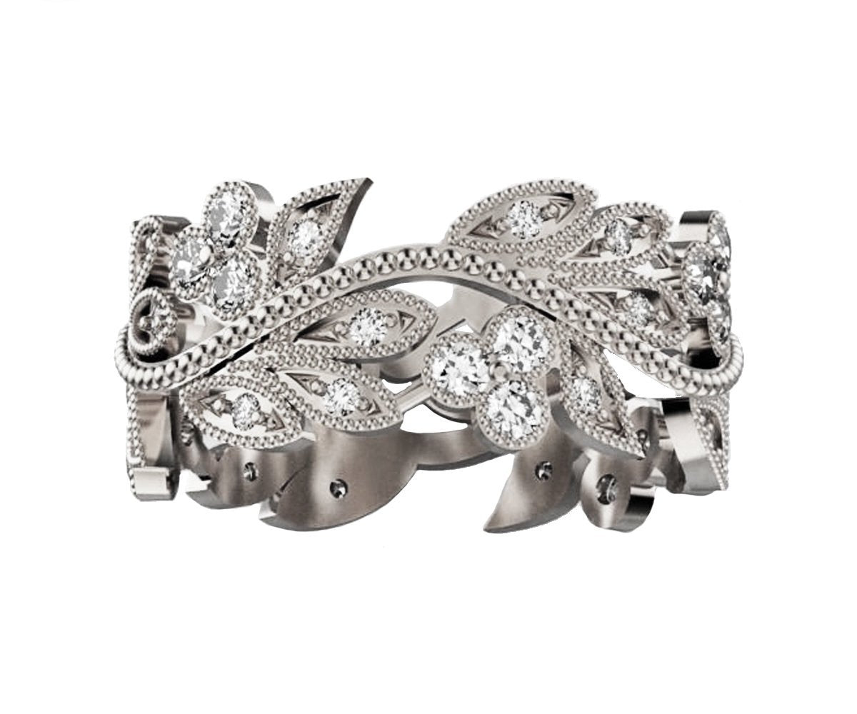 Wide Milgrain Ring Edwardian Ring Filigree Jewelry Victorian Ring Band ring Engraved Ring Flower Ring