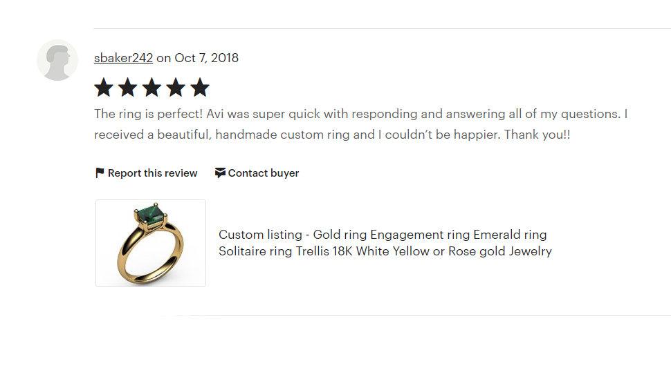 Gold ring Engagement ring Emerald ring Solitaire ring Trellis 18K White Yellow or Rose gold Jewelry