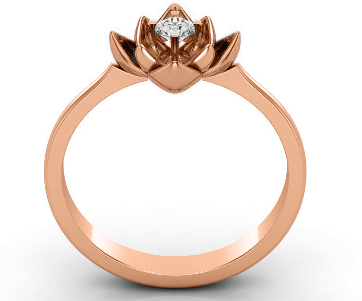Lotus Ring, Rose Gold Flower Ring Art Nouveau unique Engagement ring Flower ring Diamond ring Floral ring 18K Yellow gold