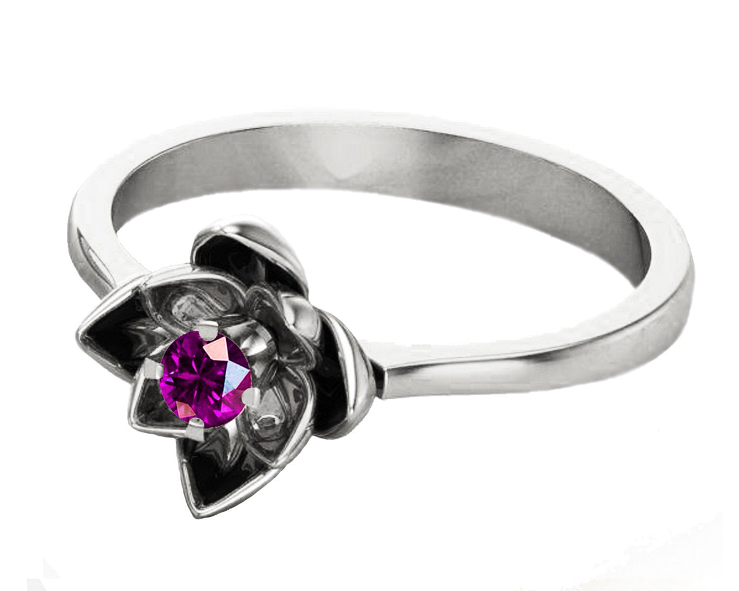 Lotus Ring, Amethyst Flower Ring Lotus Ring Purple Flower Ring 18K Yellow gold