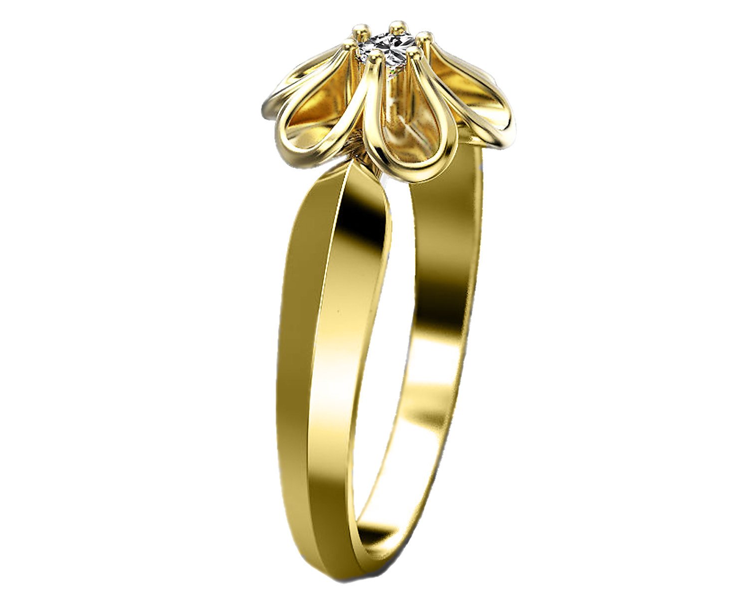 14k Gold Diamond Engagement Ring, Unique Sunflower Wedding Ring, Flower Engagement Ring, Sunflower Ring, Floral Diamond Ring