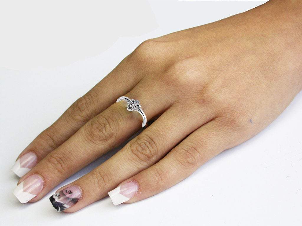 Birthday Gift Unique Flower and Sun Engagement Ring White Gold Flower Ring Promise Ring Floral ring Birthday Gift For Her