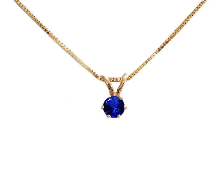 Sapphire Pendant Necklace 14K White or Yellow Gold Jewelry Genuine Sapphire Birthstone Charm Necklace Gift For Her 3mm 3.5mm 4mm 4.5mm 5 mm - Lianne Jewelry