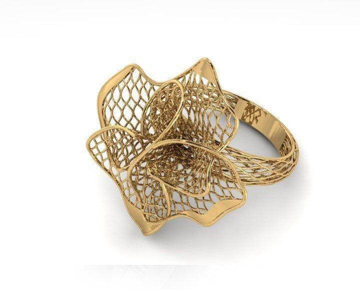 Flower ring Big Leaf Ring Unique Engagement ring Floral ring 18K gold Engagement gift - Lianne Jewelry