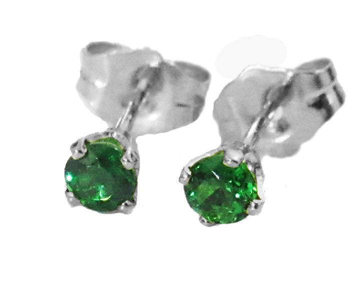Gold Earrings Tsavorite Stud Earrings Top quality Studs Gemstone Yellow Gold Posts Green Earrings Wedding Jewelry Anniversary Gift