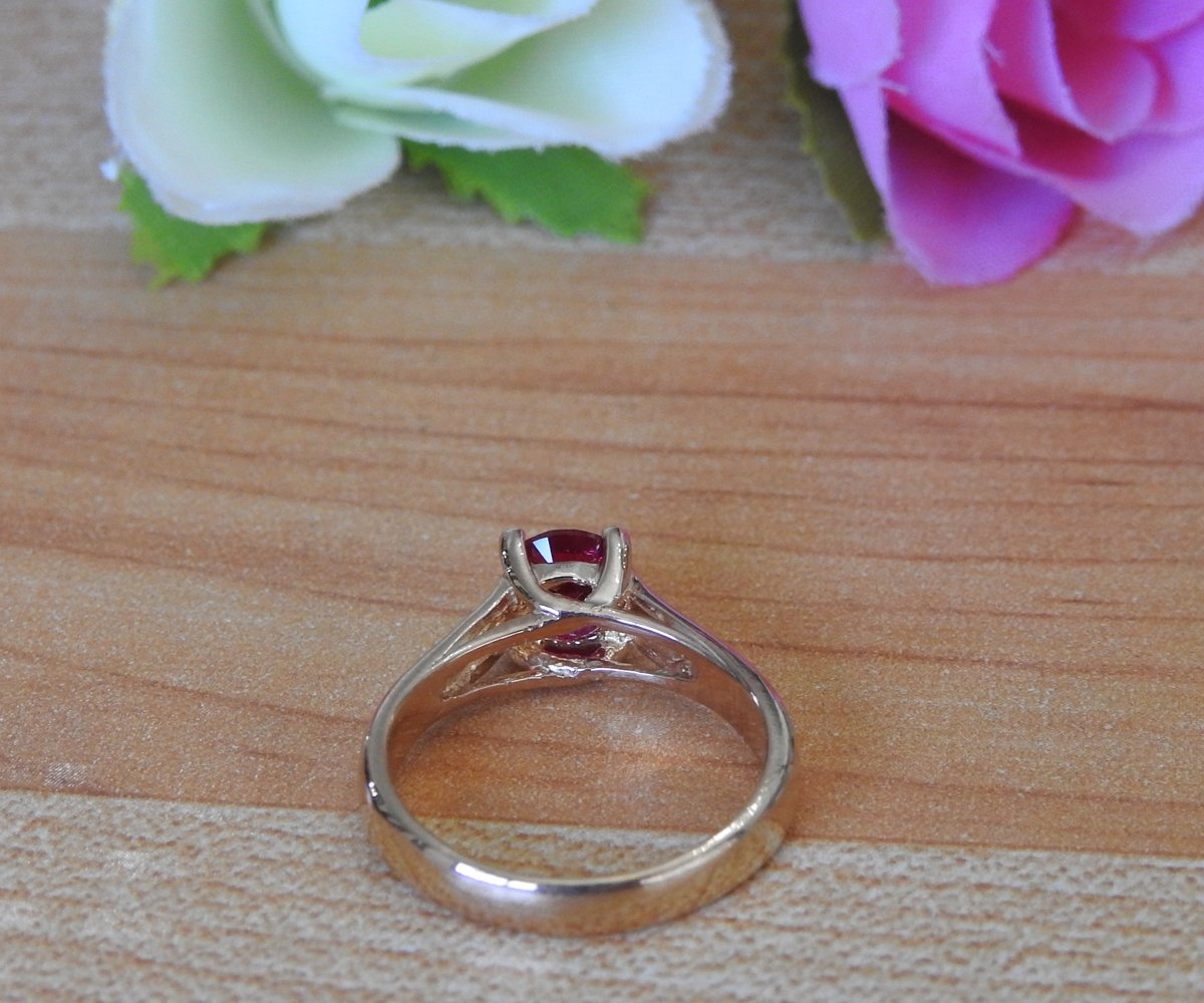 Liquidation, Engagement Ring Solitaire Ring Boho ring Synthetic Red Pink stone Silver July birthstone