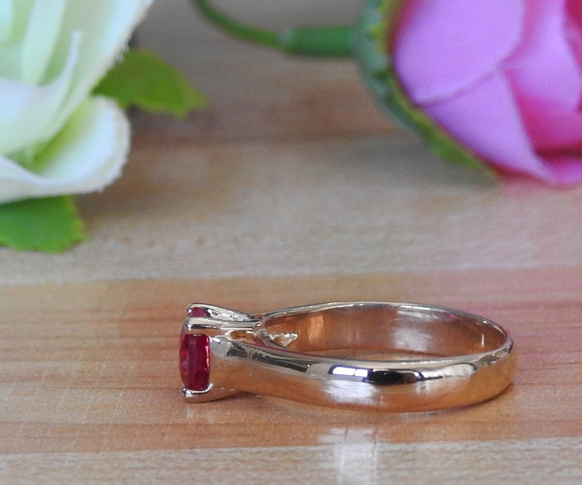 Liquidation, Engagement Ring Solitaire Ring Boho ring Synthetic Red Pink stone Silver July birthstone