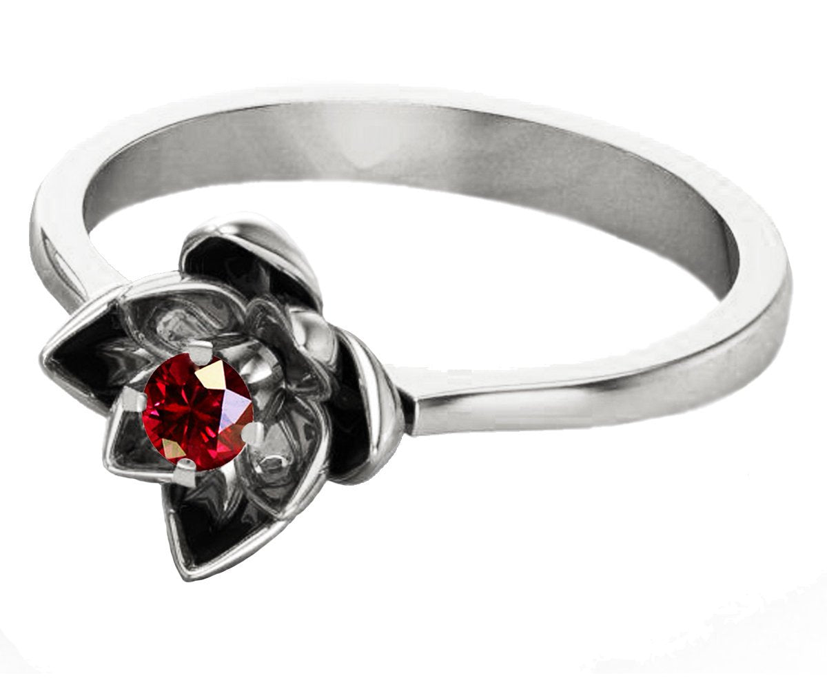 Lotus Ring, Rose Gold Ruby Flower Ring Lotus Ring Art Nouveau unique Engagement ring Flower ring Red Floral ring 18K Yellow gold - Lianne Jewelry