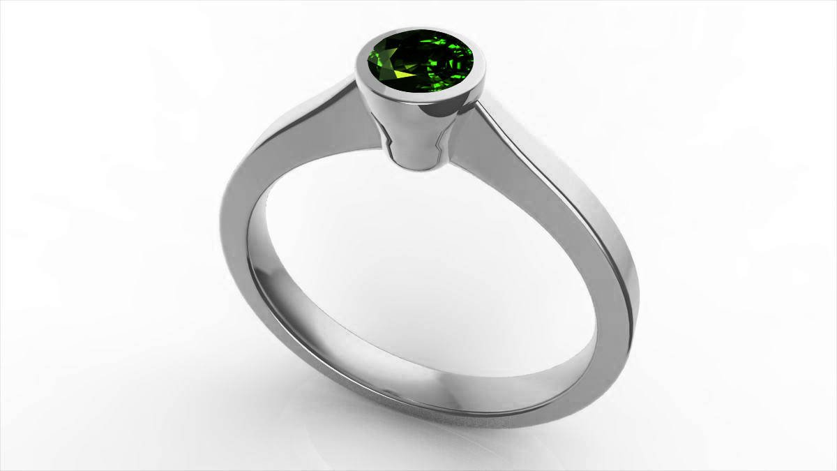 Emerald Solitaire Ring Bezel set 14K White Gold Emerald ring Green Ring Unique Engagement Ring Minimalist Ring
