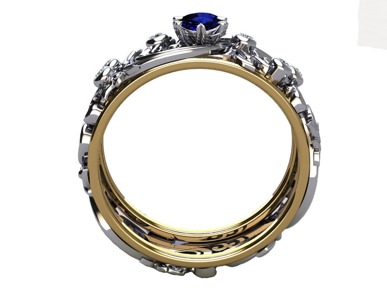 Sapphire Leaf Wedding Band Silver ring Avant Garde Ring Natural Accents Milgrain Band Engraved Ring Flower Band Leaf Ring