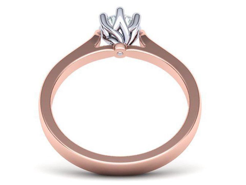Rose Gold 2 Tone Solitaire Engagement 6 prongs Minimalist Diamond Ring Solid Gold Unique Classic Engagement Ring