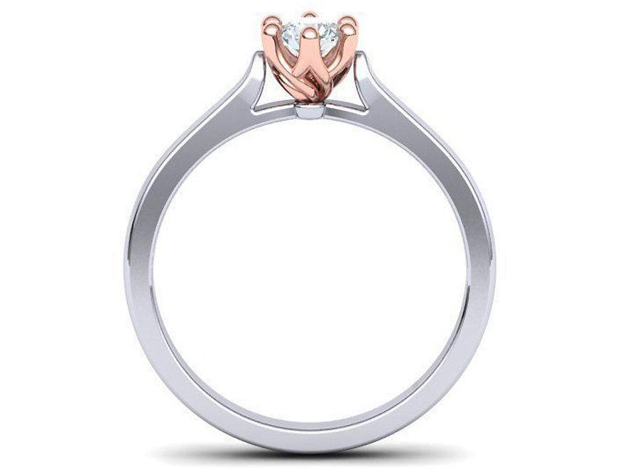 2 Tone Solitaire Engagement Rose Gold Classic 6 prongs Diamond Ring Minimalist Diamond Ring Solid Gold Unique Engagement Ring