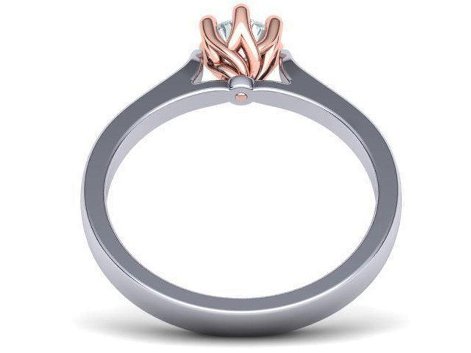 2 Tone Solitaire Engagement Rose Gold Classic 6 prongs Diamond Ring Minimalist Diamond Ring Solid Gold Unique Engagement Ring