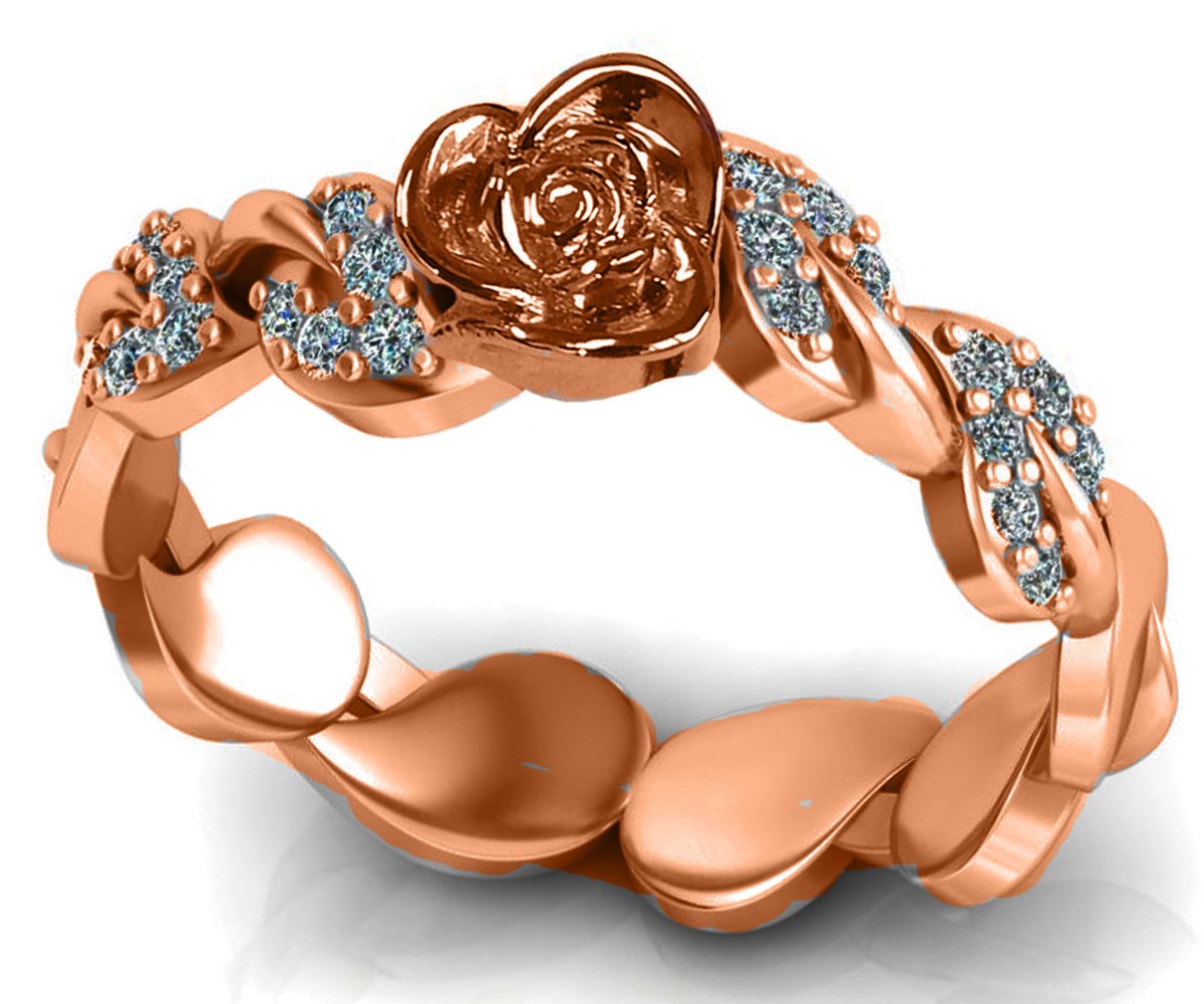 Bella Ring Love Ring White Gold Flower Ring Promise Ring Unique Engagement Ring with Side Diamonds Floral ring Birthday Gift For Her