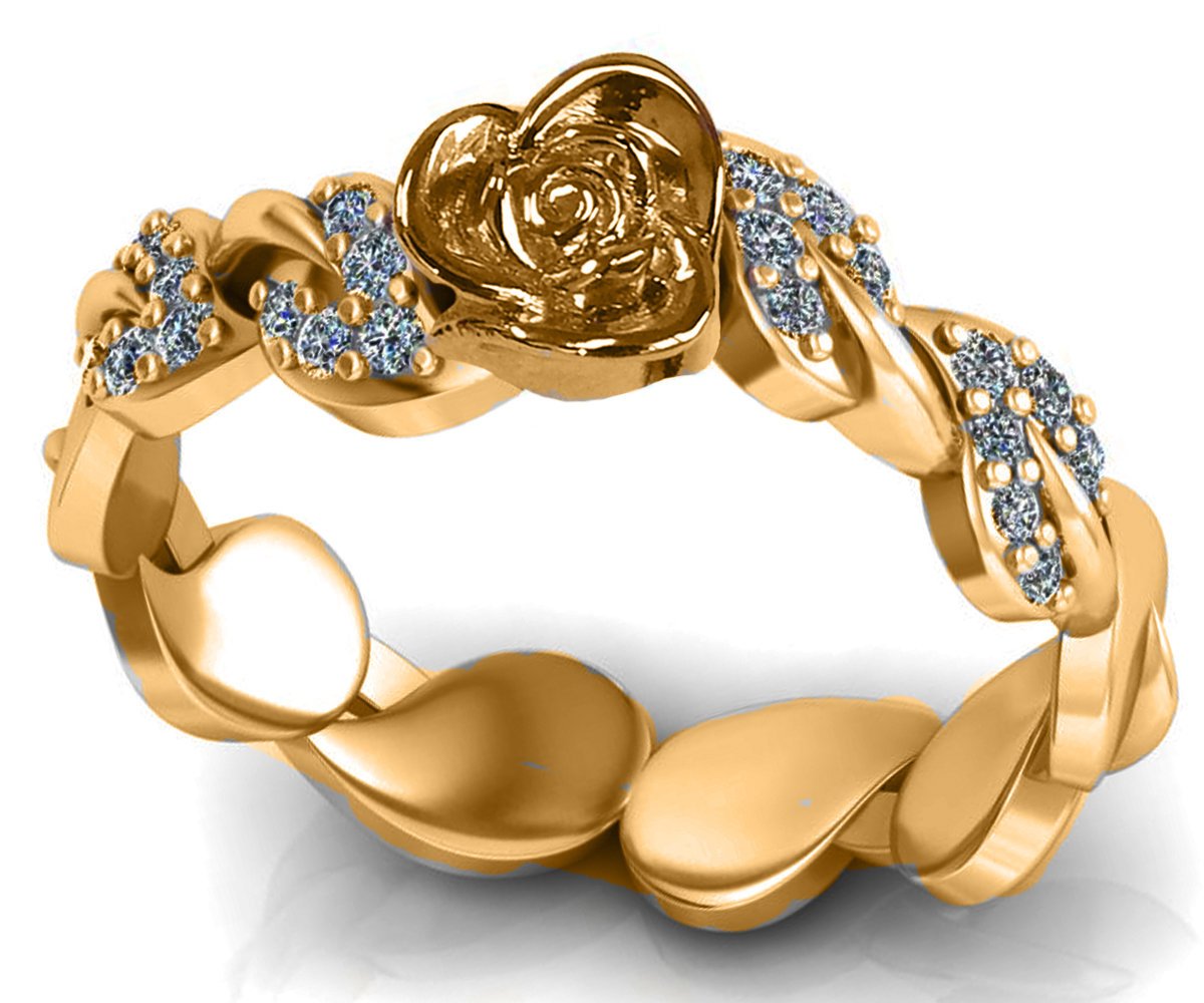 Bella Ring Love Ring Yellow Gold Flower Ring Promise Ring Unique Engagement Ring with Side Diamonds Floral ring Birthday Gift For Her - Lianne Jewelry