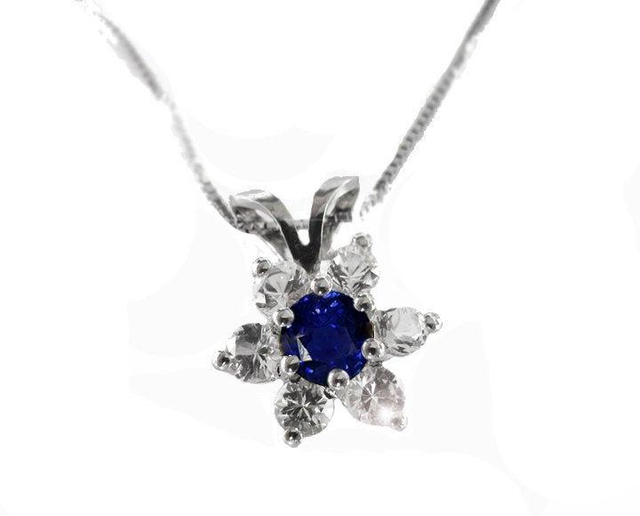 Amethyst Flower Pendant in 14K White gold, Including Venetian Box Chain 18 inches, 45cm Long Box chain, Gold Chain