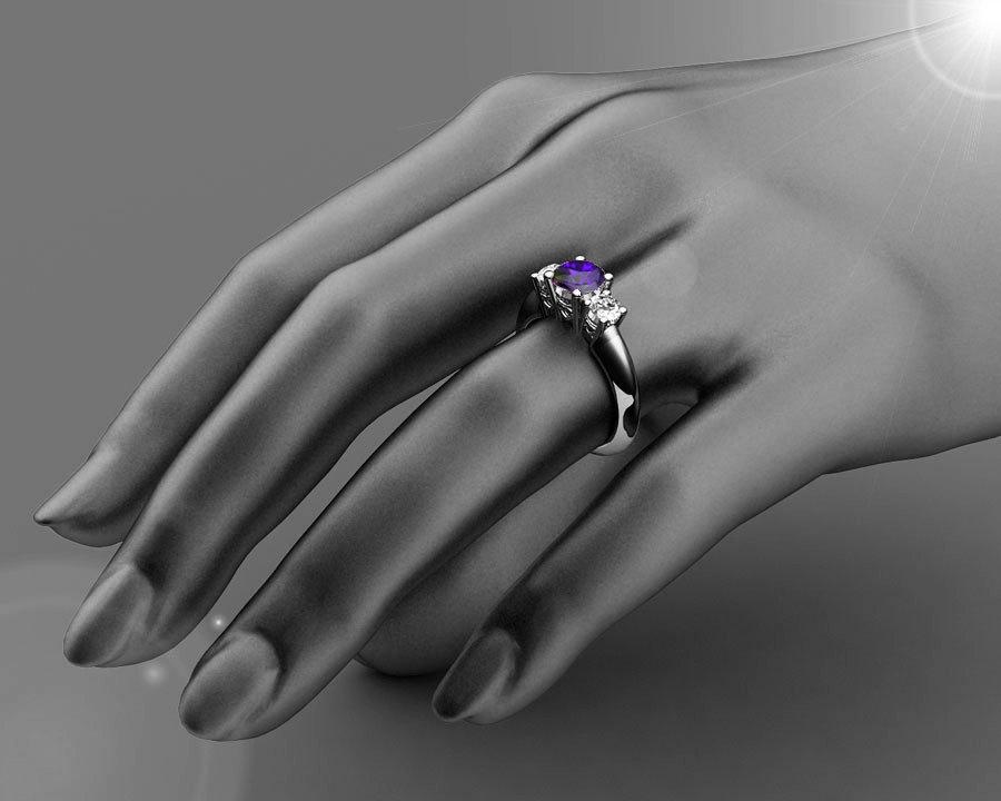 3 stone Filigree Sapphire Heart Engagement Ring 14K Yellow gold Heart Milgrain Ring Promise Ring for Your Love One - Lianne Jewelry